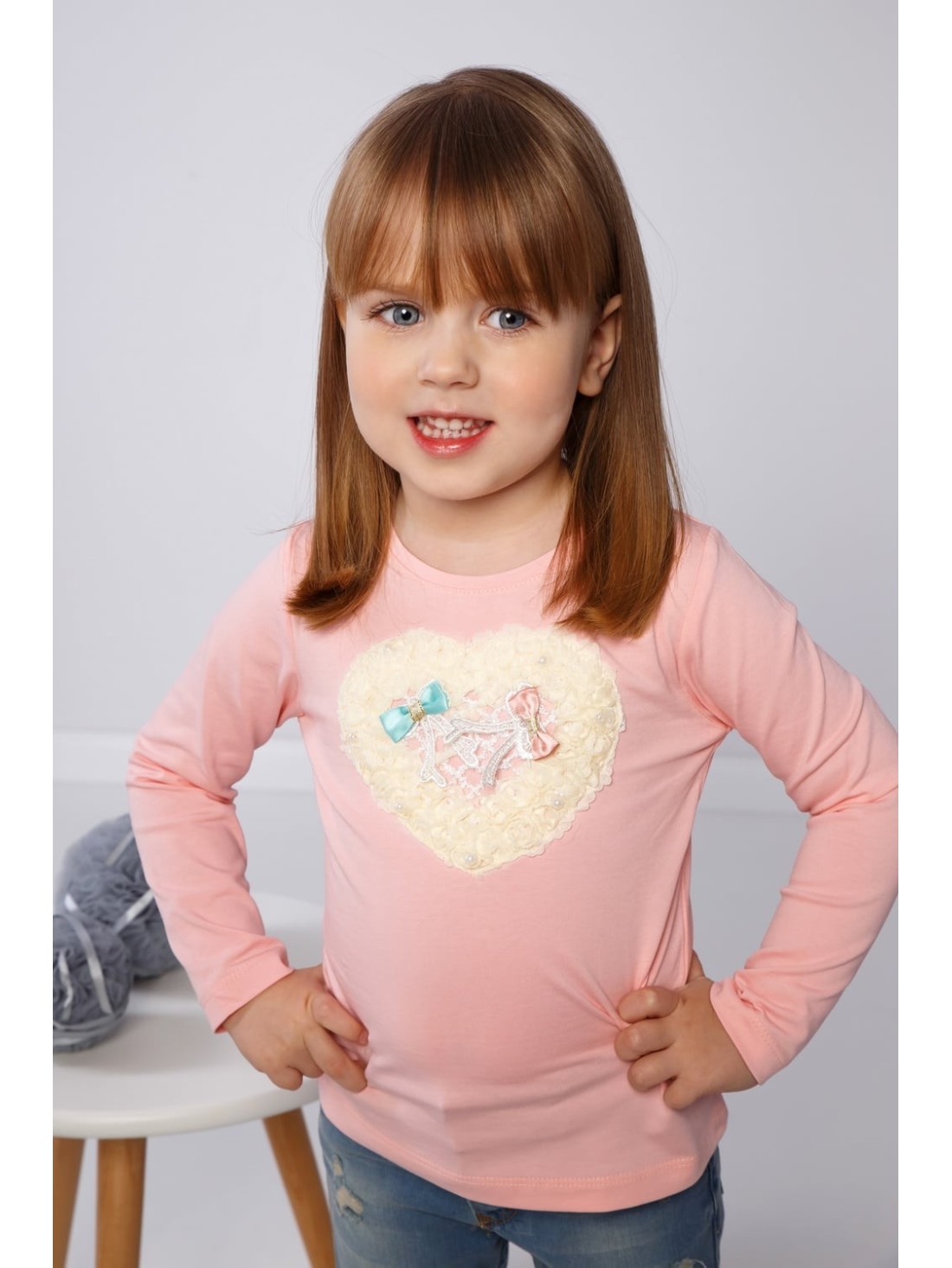 Light pink blouse with a heart NDZ36070 - Online store - Boutique